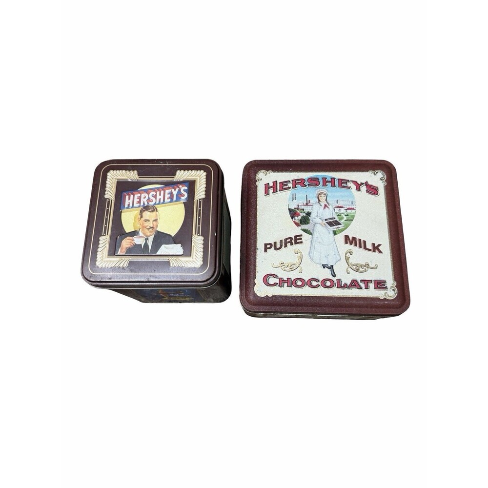 Lot Of 2 Vintage Hershey’s Chocolate Tins 1992 Edition #2 Millennium Series #2